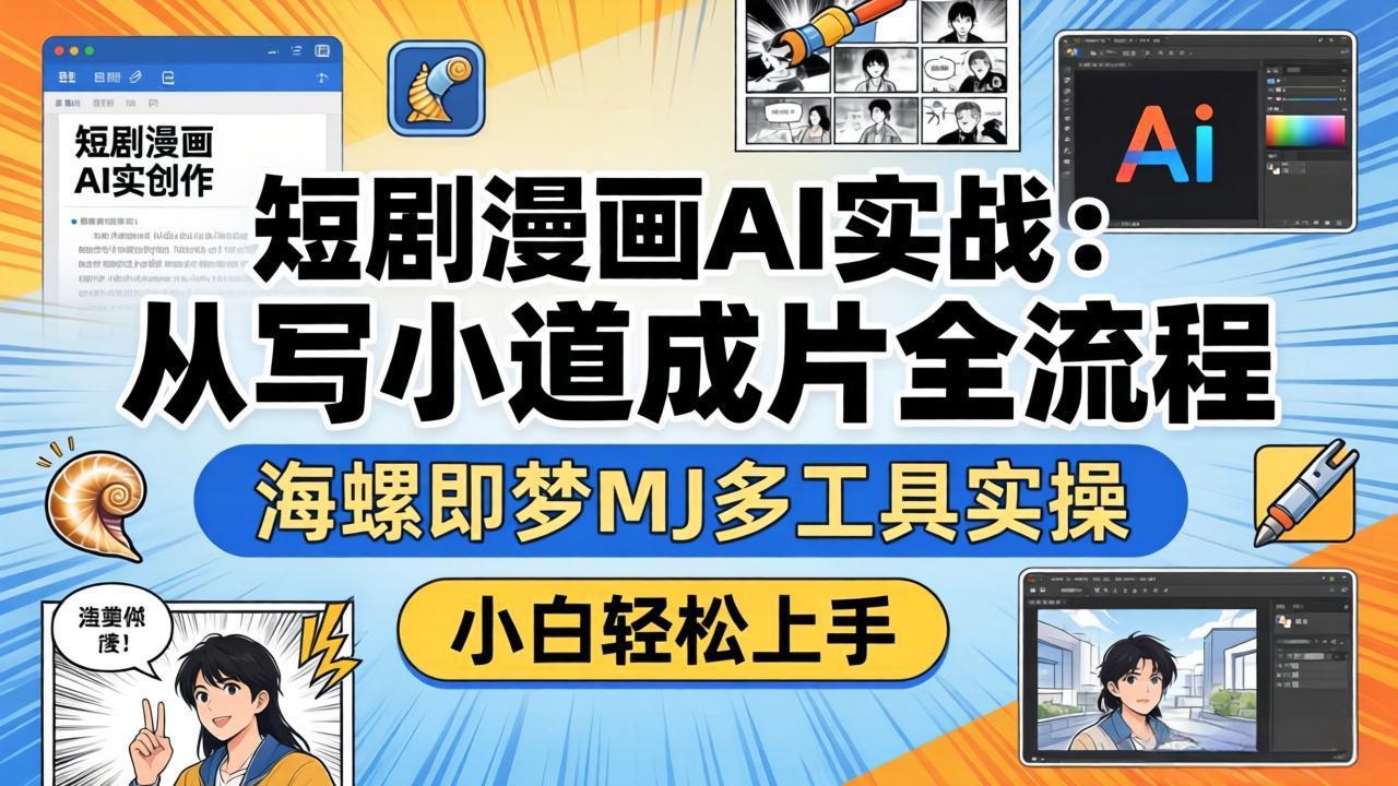 短剧漫画AI实战：从写小说到成片全流程，海螺即梦MJ多工具实操，小白轻松上手-网创项目