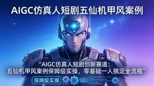 AIGC仿真人短剧创新赛道:五仙机甲风案例保姆级实操,零基础一人搞定全流程-网创项目