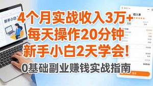 4个月实战收入3万+，每天操作20分钟，新手小白2天学会！-网创项目