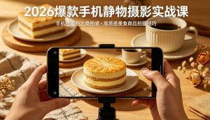 2026爆款手机静物摄影实战课,手机也能拍出商拍感,学会拍出高质感美食商品-网创项目