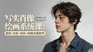 写实肖像绘画系统课:造型+光影+色彩+构图全套教学,配套笔刷+示范+作业点评-网创项目