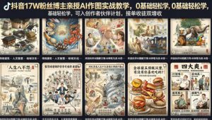 抖音17W粉丝博主亲授AI作图实战教学,0基础轻松学,可入创作者伙伴计划,接单收徒双增收-网创项目