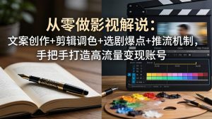 从零做影视解说：文案创作+剪辑调色+选剧爆点+推流机制，手把手打造高流量变现账号-网创项目