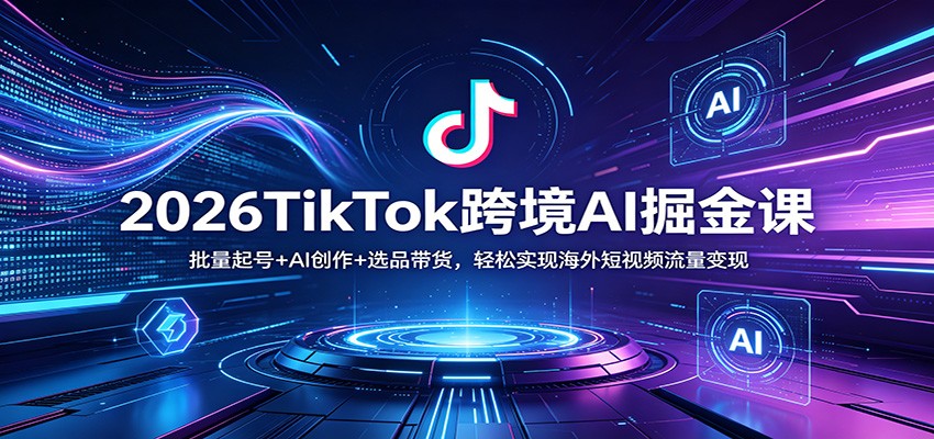 2026TikTok跨境AI掘金课：批量起号+AI创作+选品带货，轻松实现海外短视频流量变现-网创项目