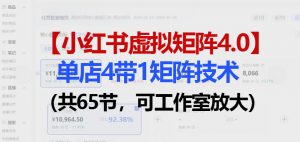 小红书虚拟矩阵4.0技术:单店4带1矩阵(共65节,可工作室放大)-网创项目