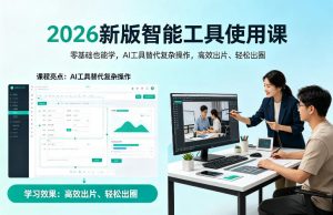 2026新版智能工具使用课,零基础也能学,用AI工具替代复杂操作,高效出片、轻松出圈-网创项目