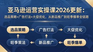 亚马逊运营实操课2026更新:选品策略+广告打法+大促优化,从新品推广到旺季爆单全链路-网创项目