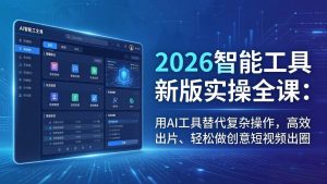 2026智能工具新版实操全课：用AI工具替代复杂操作，高效出片、轻松做创意短视频出圈-网创项目