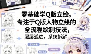 零基础学Q版立绘，专注于Q版人物立绘的全流程绘制技法，层层递进，系统拆解-网创项目
