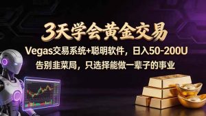 3天学会黄金交易，Vegas交易技术+聪明软件，日赚50-100U-网创项目