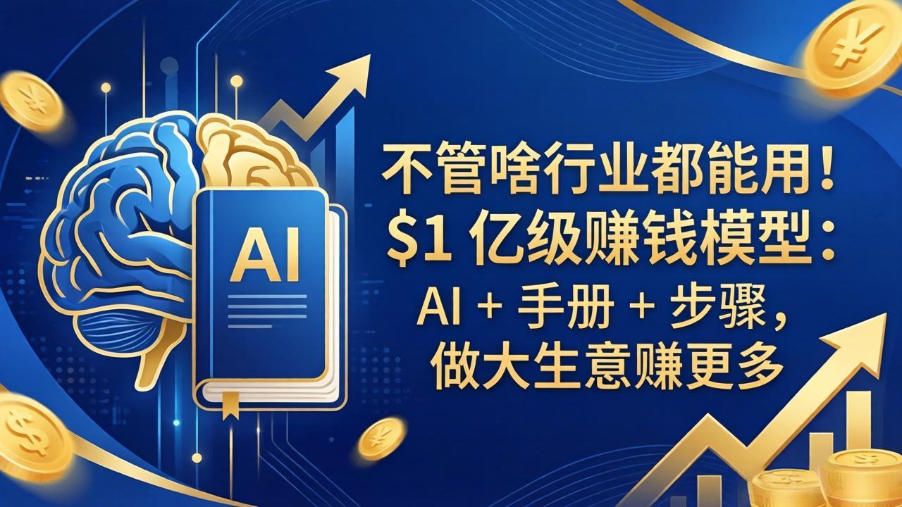 不管啥行业都能用！$1 亿级赚钱模型：AI + 手册 + 步骤，做大生意赚更多-网创项目