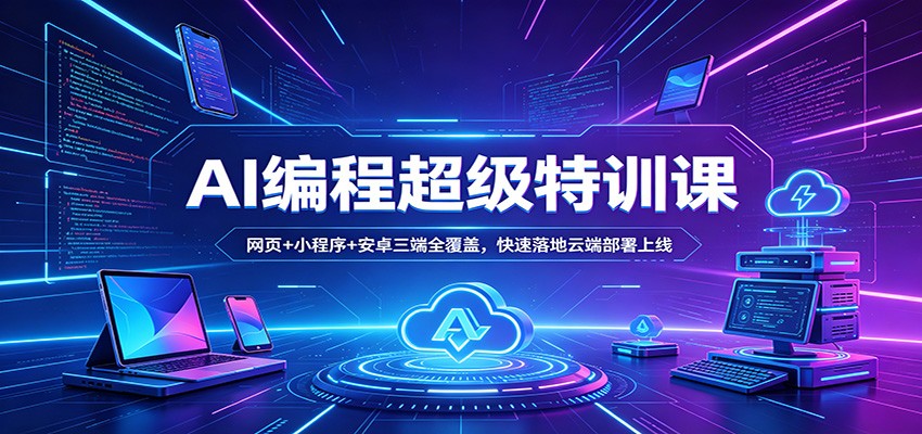 AI编程超级特训课：网页+小程序+安卓三端全覆盖，快速落地云端部署上线-网创项目