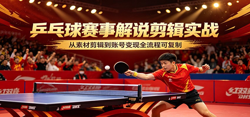 乒乓球赛事解说剪辑实战，从素材剪辑到账号变现全流程可复制-网创项目