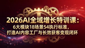 2026AI全域增长特训课：6大模块18场景54执行标准，打造AI内容工厂与长效获客变现闭环-网创项目