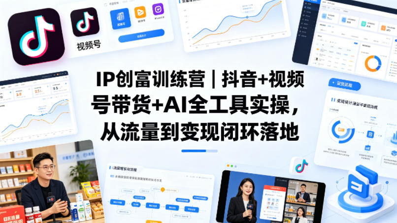 IP创富训练营｜抖音+视频号带货+AI全工具实操，从流量到变现闭环落地-网创项目