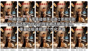 AI橘猫道长茅山道士短剧教程｜零基础傻瓜式操作，AI一键生成古风玄幻爆款短视频快速变现-网创项目