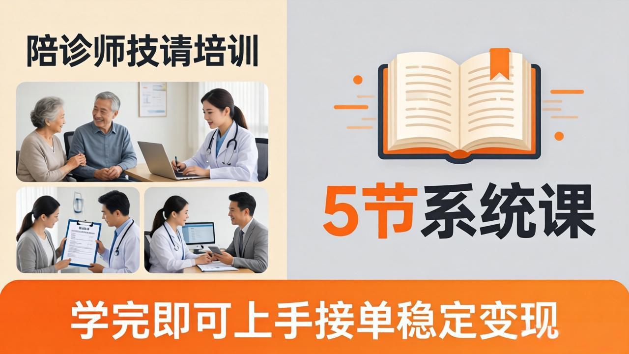 想做陪诊师不知从何下手？5节系统课教你掌握核心技能，学完即可上手接单稳定变现-网创项目