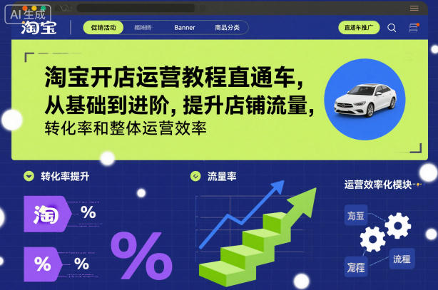 淘宝开店运营教程直通车，从基础到进阶，提升店铺流量，转化率和整体运营效率(更新26年4月20日)-网创项目