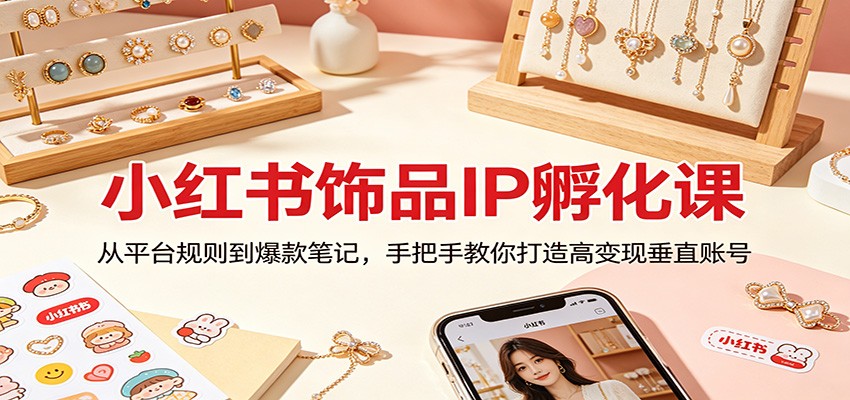 小红书饰品IP孵化课：从平台规则到爆款笔记，手把手教你打造高变现垂直账号-网创项目