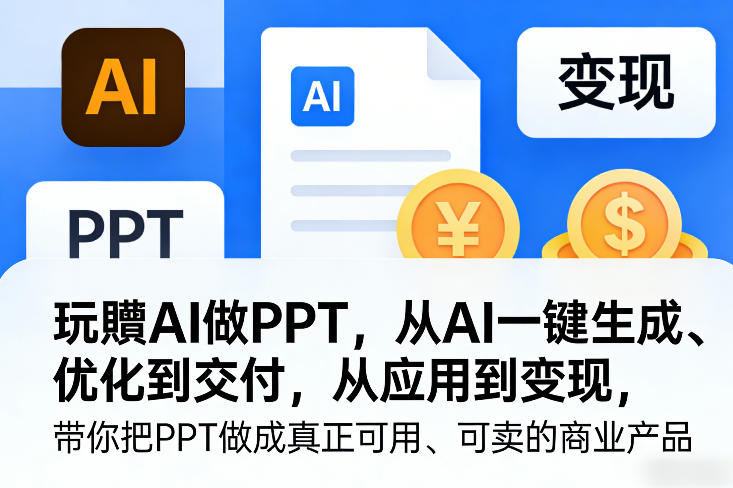 玩賺AI做PPT，从AI一键生成、优化到交付，从应用到变现，带你把PPT做成真正可用、可卖的商业产品(更新0421)-网创项目