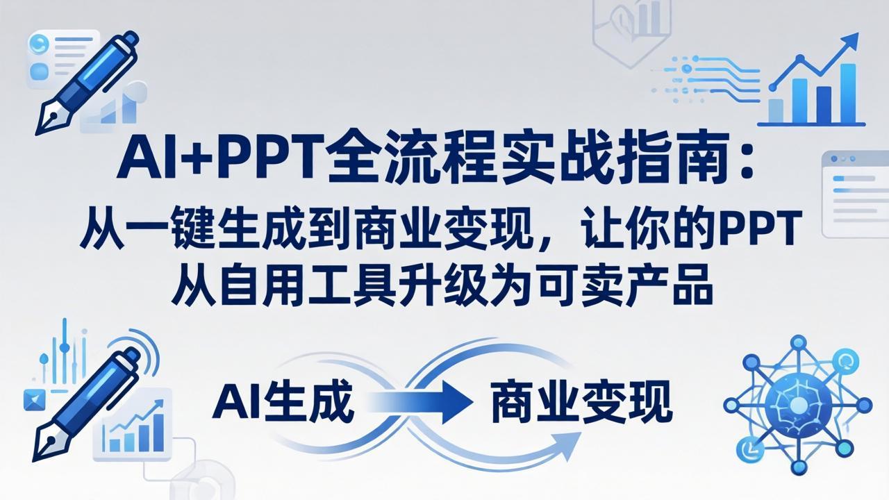 AI+PPT全流程实战指南-更新4月21：从一键生成到商业变现，让你的PPT从自用工具升级为可卖产品-网创项目