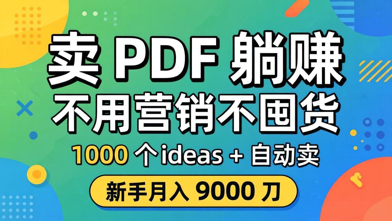 卖 PDF 躺赚？不用营销不囤货，1000 个 ideas + 自动卖，新手月入 9000 刀【原创双语字幕】-网创项目