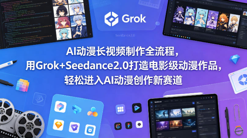 AI动漫长视频制作全流程，用Grok+Seedance2.0打造电影级动漫作品，轻松进入AI动漫创作新赛道-网创项目
