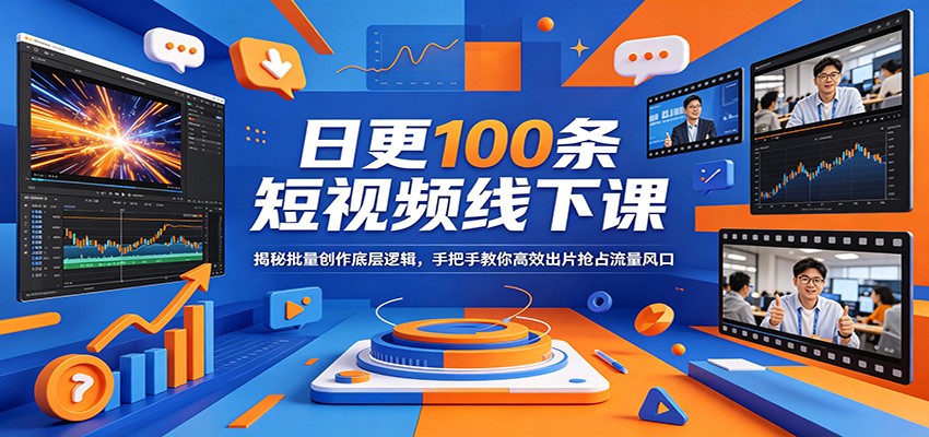 日更100条短视频线下课：揭秘批量创作底层逻辑，手把手教你高效出片抢占流量风口-网创项目