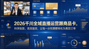 2026千川全域直播运营跟商品卡，科学投放、高效提效，让每一分预算都转化为真实订单-网创项目