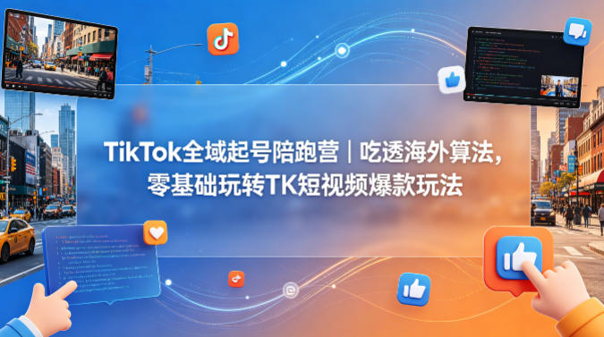TikTok全域起号陪跑营｜吃透海外算法，零基础玩转TK短视频爆款玩法-网创项目
