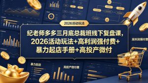 纪老师多多三月底总裁班线下复盘课，2026活动玩法+高利润强付费+暴力起店手册+高投产微付费-网创项目