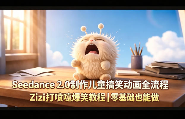 Seedance 2.0制作儿童搞笑动画全流程Zizi打喷嚏爆笑教程｜零基础也能做-网创项目