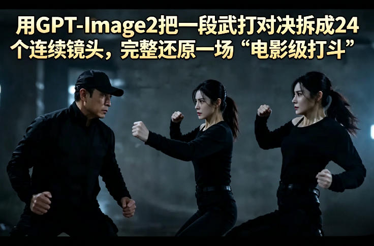 用GPT-Image2把一段武打对决拆成24个连续镜头，完整还原一场“电影级打斗”-网创项目