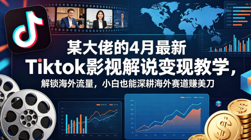 某大佬的4月最新Tiktok影视解说变现教学，解锁海外流量，小白也能深耕海外赛道賺美刀-网创项目