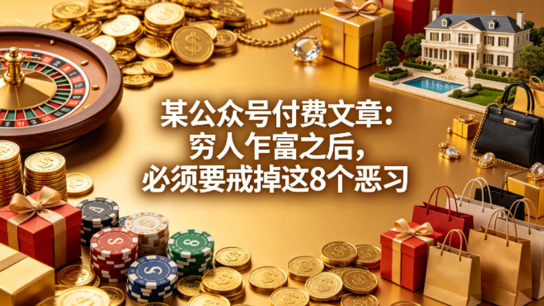 某公众号付费文章：穷人乍富之后，必须要戒掉这8个恶习-网创项目