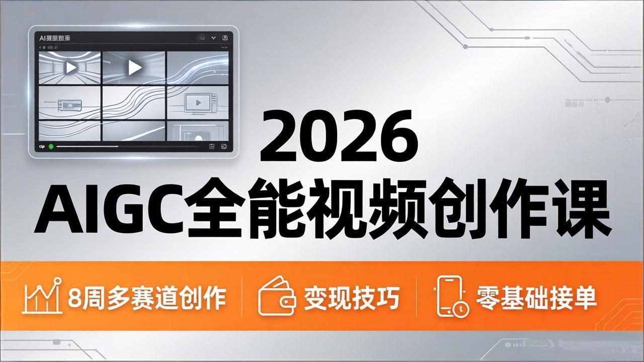 2026AIGC全能视频创作课，8周吃透多赛道创作+变现，零基础也能高效出片接单-网创项目