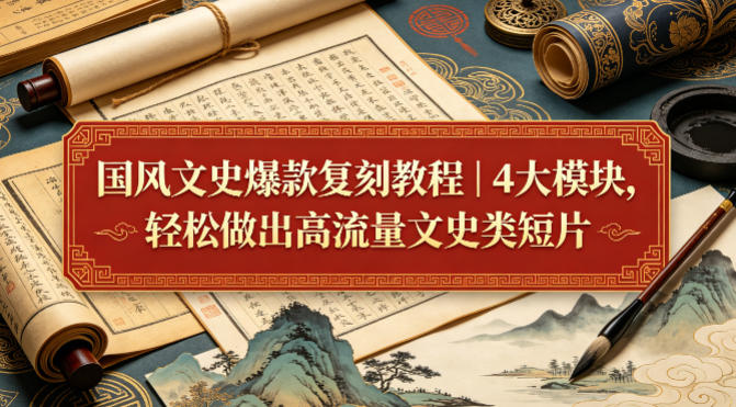 国风文史爆款复刻教程｜4大模块，轻松做出高流量文史类短片-网创项目