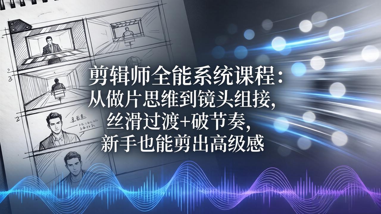 剪辑师全能系统课程：从做片思维到镜头组接，丝滑过渡+破节奏，新手也能剪出高级感-网创项目