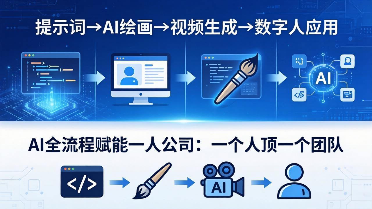 AI全流程赋能一人公司：提示词、绘画、视频、数字人、编程，一个人顶一个团队-网创项目