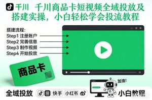 千川商品卡短视频全域投放及搭建实操，小白轻松学会投流教程(更新26年4月)-网创项目