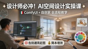 设计师必冲！AI空间设计实操课，ComfyUI+自创家全教学，告别通宵赶图，降本增效-网创项目