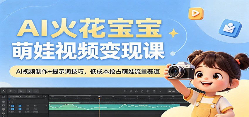 AI火花宝宝萌娃视频变现课：AI视频制作+提示词技巧，低成本抢占萌娃流量赛道-网创项目
