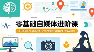 零基础自媒体进阶课，多名导师亲授，覆盖心理+定位+短视频+瑜伽起号，零基础可学-网创项目