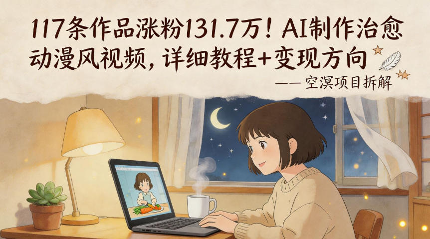 117条作品涨粉131.7W！AI制作治愈动漫风视频，详细教程+变现方向-网创项目