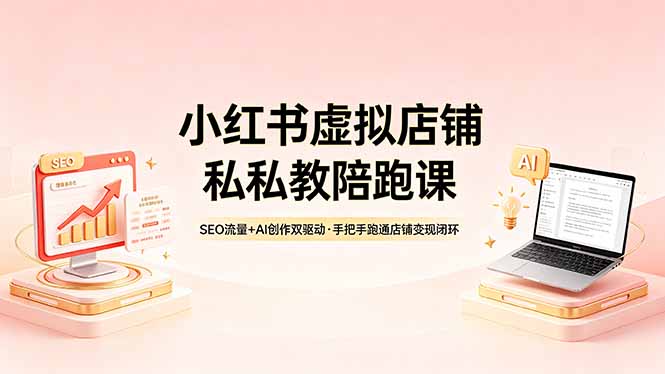 小红书虚拟店铺私教陪跑课，SEO流量+AI创作双驱动，手把手跑通店铺变现闭环-网创项目