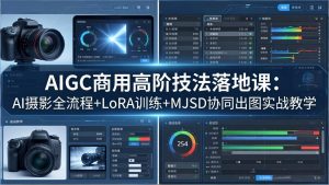 AIGC商用高阶技法落地课：AI摄影全流程+LoRA训练+MJSD协同出图实战教学-网创项目