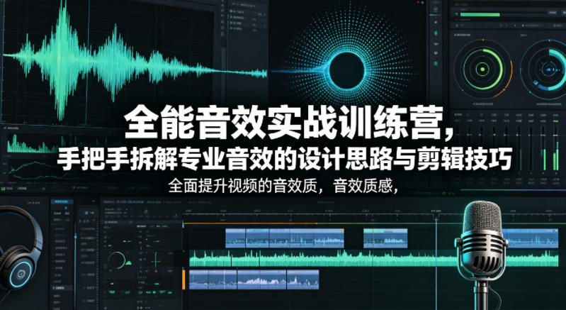 全能音效实战训练营，手把手拆解专业音效的设计思路与剪辑技巧，全面提升视频的音效质感-网创项目