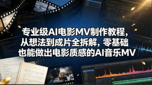 专业级AI电影MV制作教程，从想法到成片全拆解，零基础也能做出电影质感的AI音乐MV-网创项目