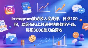 Instagram被动收入实战课，日涨100粉，助您在IG上打造并销售数字产品，每周3000美刀的营收【原创双语字幕】-网创项目