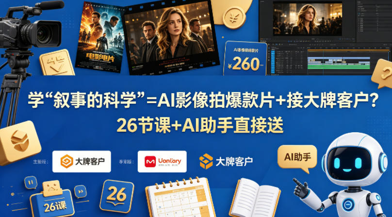 学《叙事的科学》=AI影像拍爆款片+接大牌客户？26节课+AI助手直接送【原创双语字幕】-网创项目